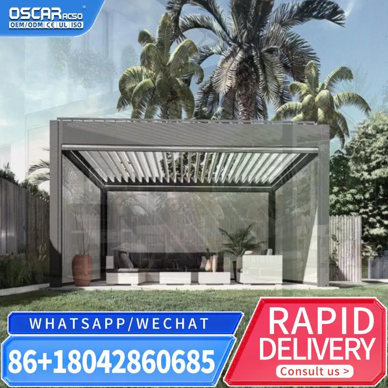 Waterproof Remote Controlled Motorized Automatic Aluminium Outdoor Pergola Roof Louvers for Patio Garden Balcony pergola