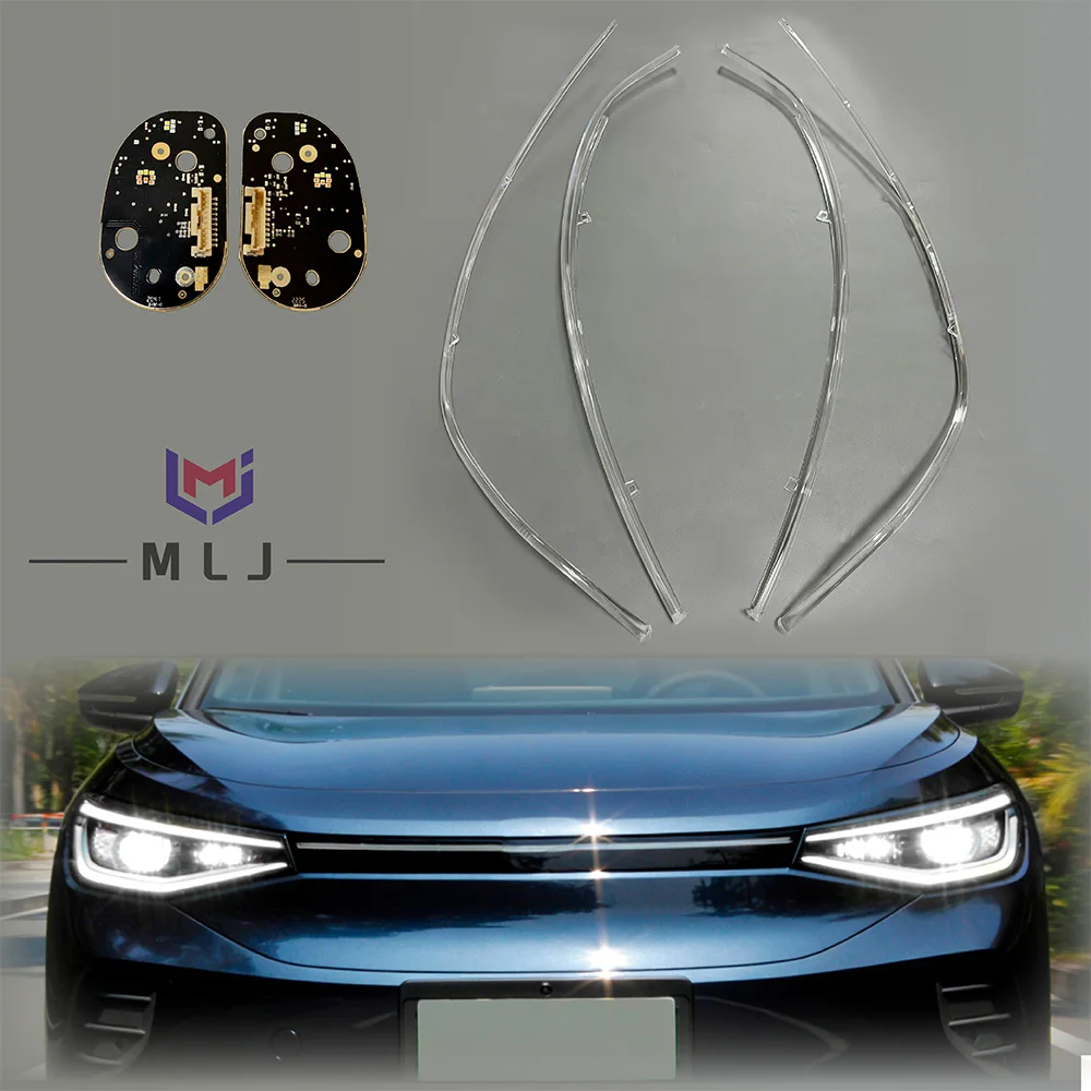 LED DRL Chip Headlight Light Tube FOR 2021-2024 FAW-Volkswagen ID.4 Cross Guide Plate Daytime Running Lamp Tube Bar Angel Eyes