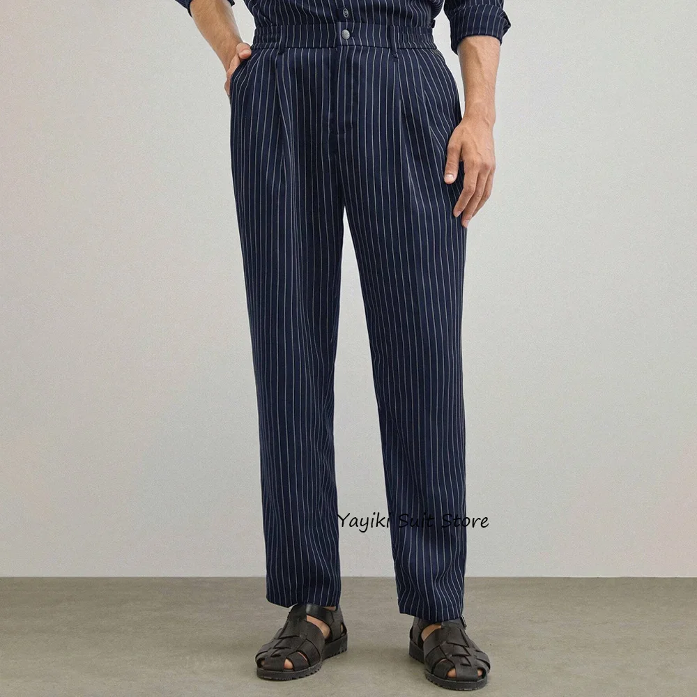 

Work Pants Business Casual Straight Leg Trouser for Man Trousers Striped Fabric Men's Tailoring Pants Classic Clothing