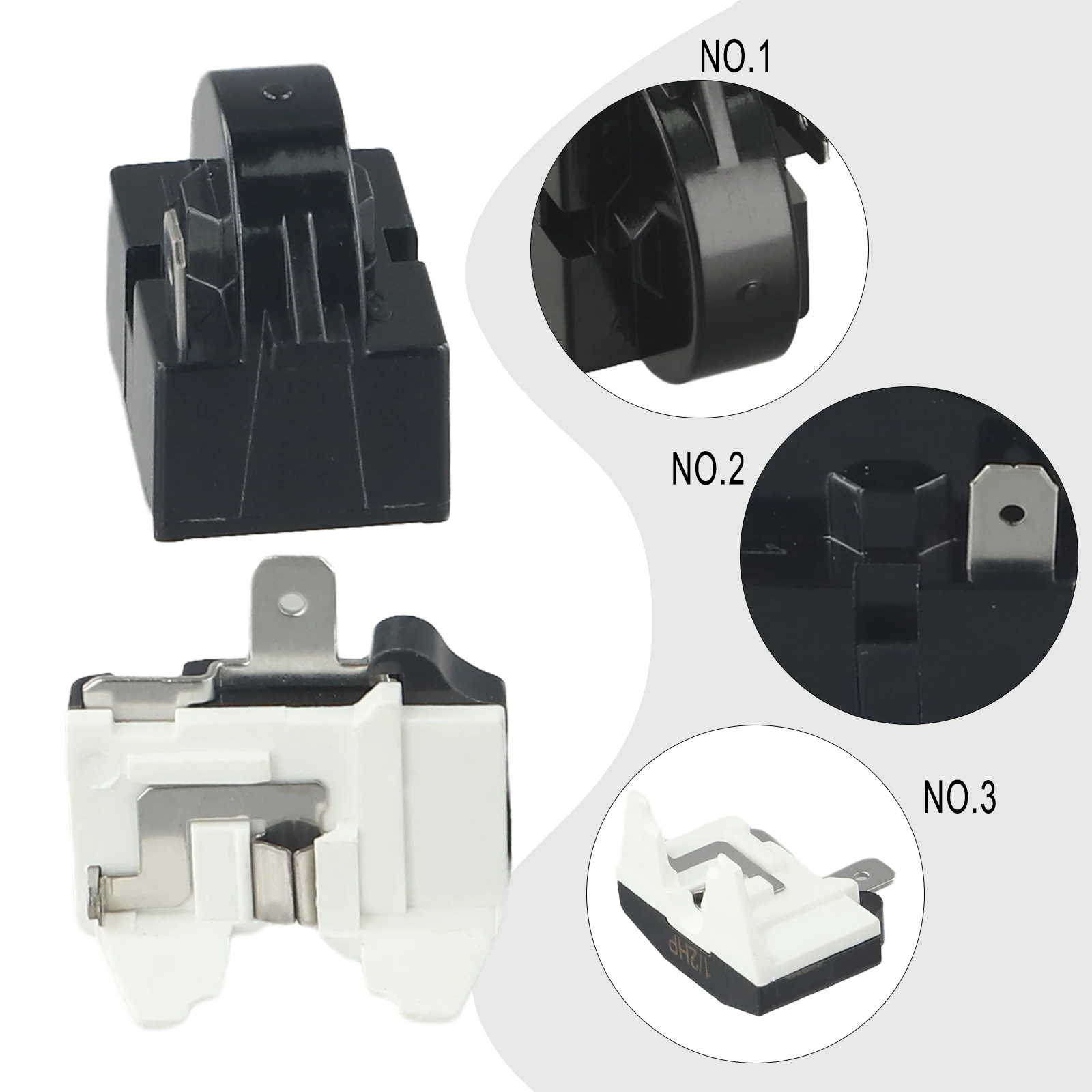1 Set Refrigerator PTC Starter Relay Replacement Compressor Overload Protector For Mini Fridges Coolers Easy To Install