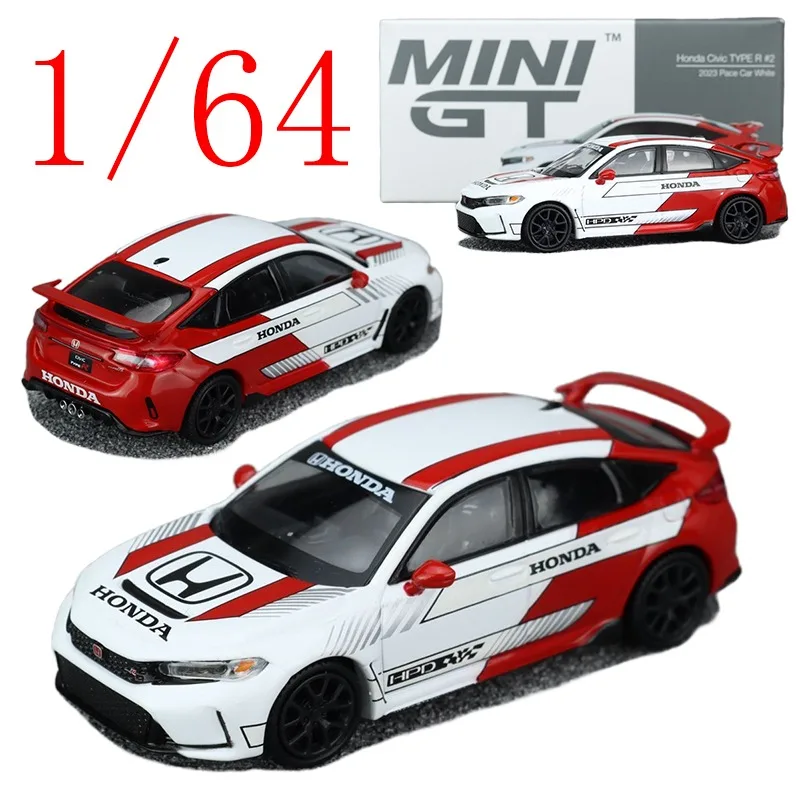 

MINIGT Diecast 1/64 Scale Honda Alloy Model Cars Honda Civic TypeR#2 2023 Pace Car Play Vehicles Toys for Boys Gift Original Box