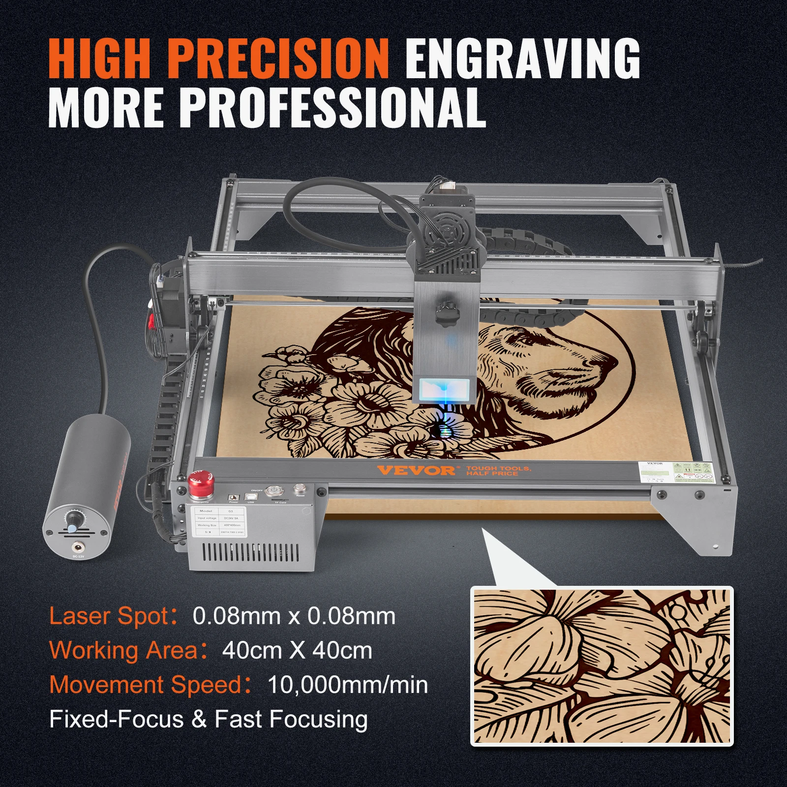 VEVOR 20W Laser Engraver Output Laser Engraving Machine 15.7\