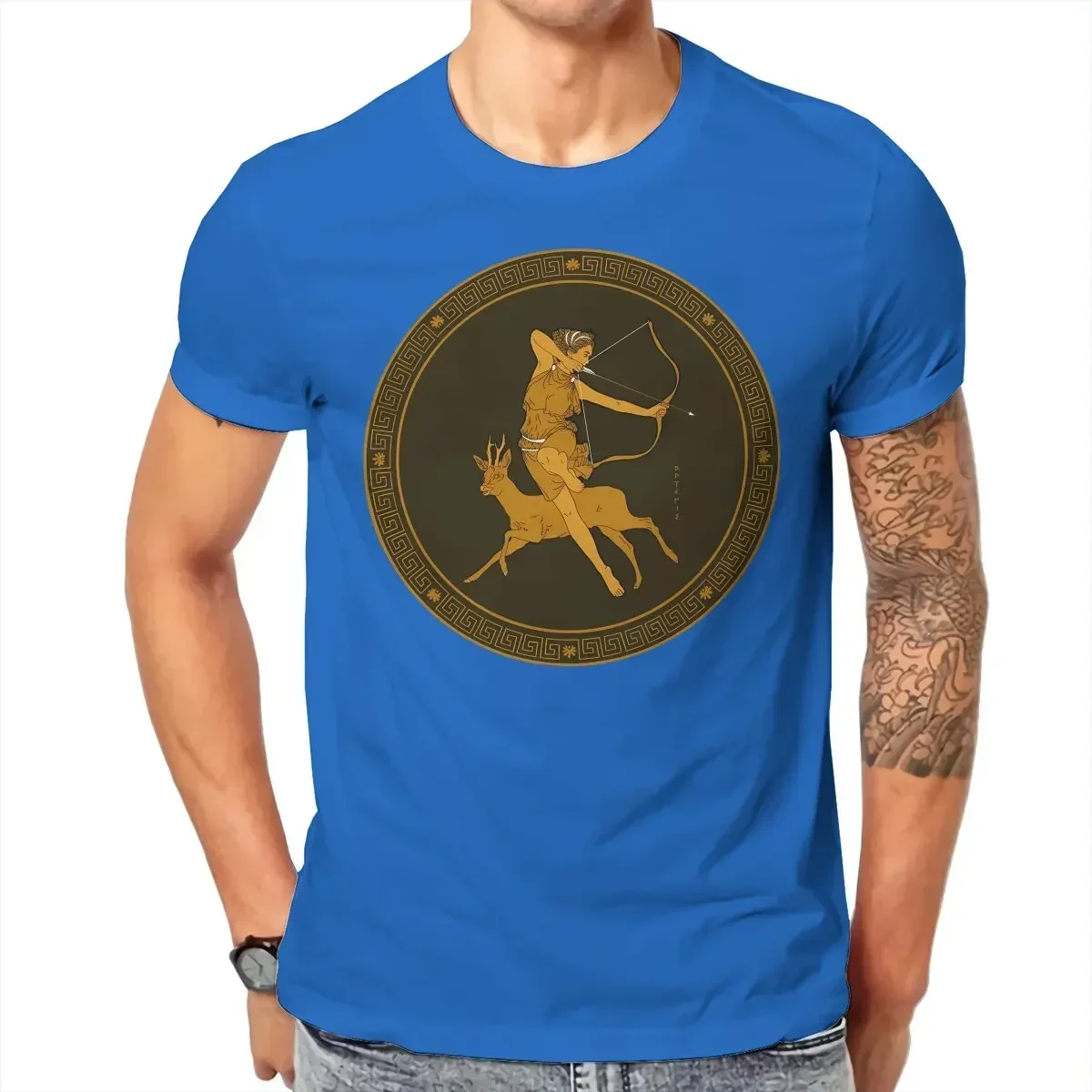 New Trend Tops 5XL Greek Goddess 100% Cotton TShirts Artemis Medallion Personalize Homme T Shirt 2024 funny summer style cotton