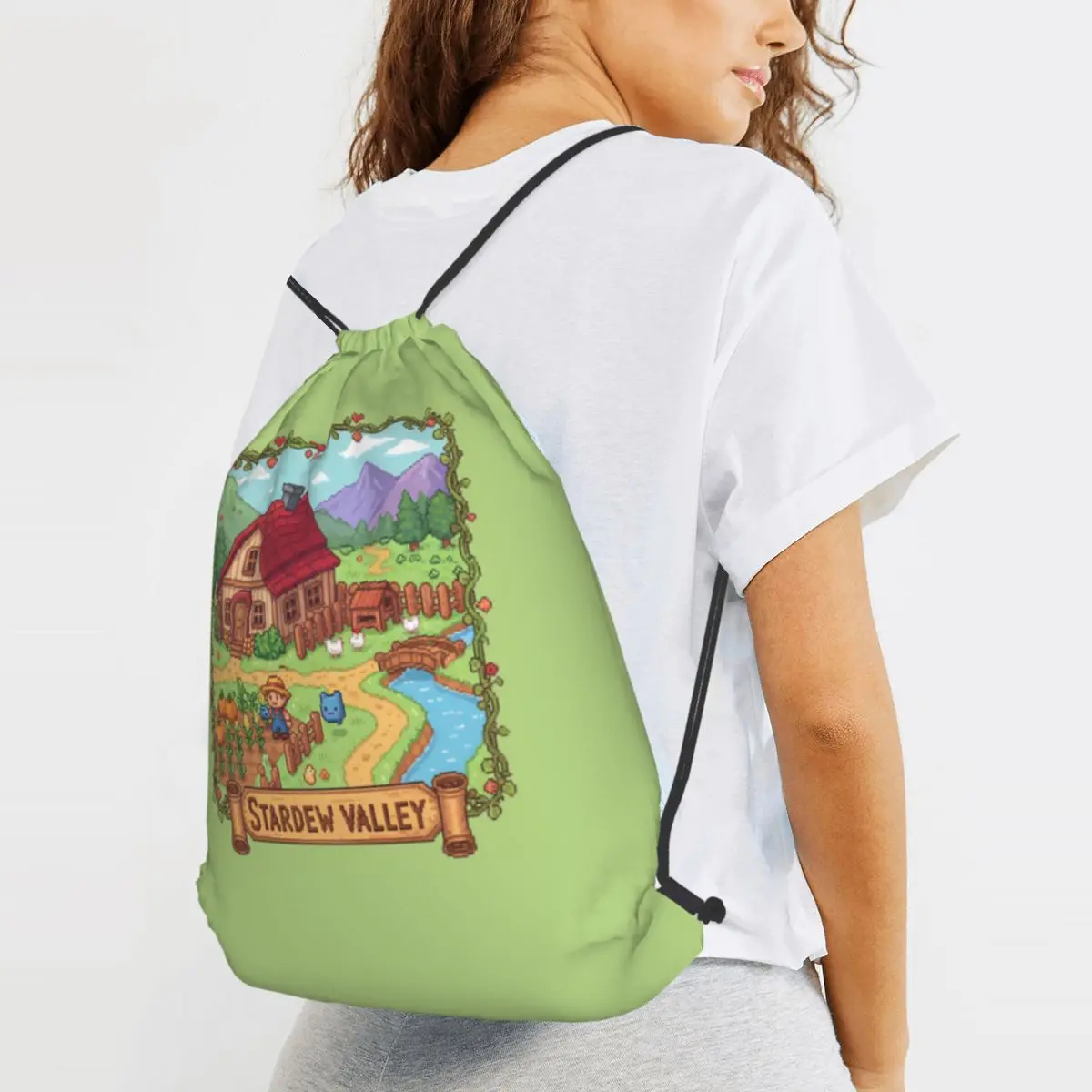 Stardew Valley Classic Pixel Art Backpacks Multi-function Drawstring Bags Storage Bag Book Bags for Man Woman School