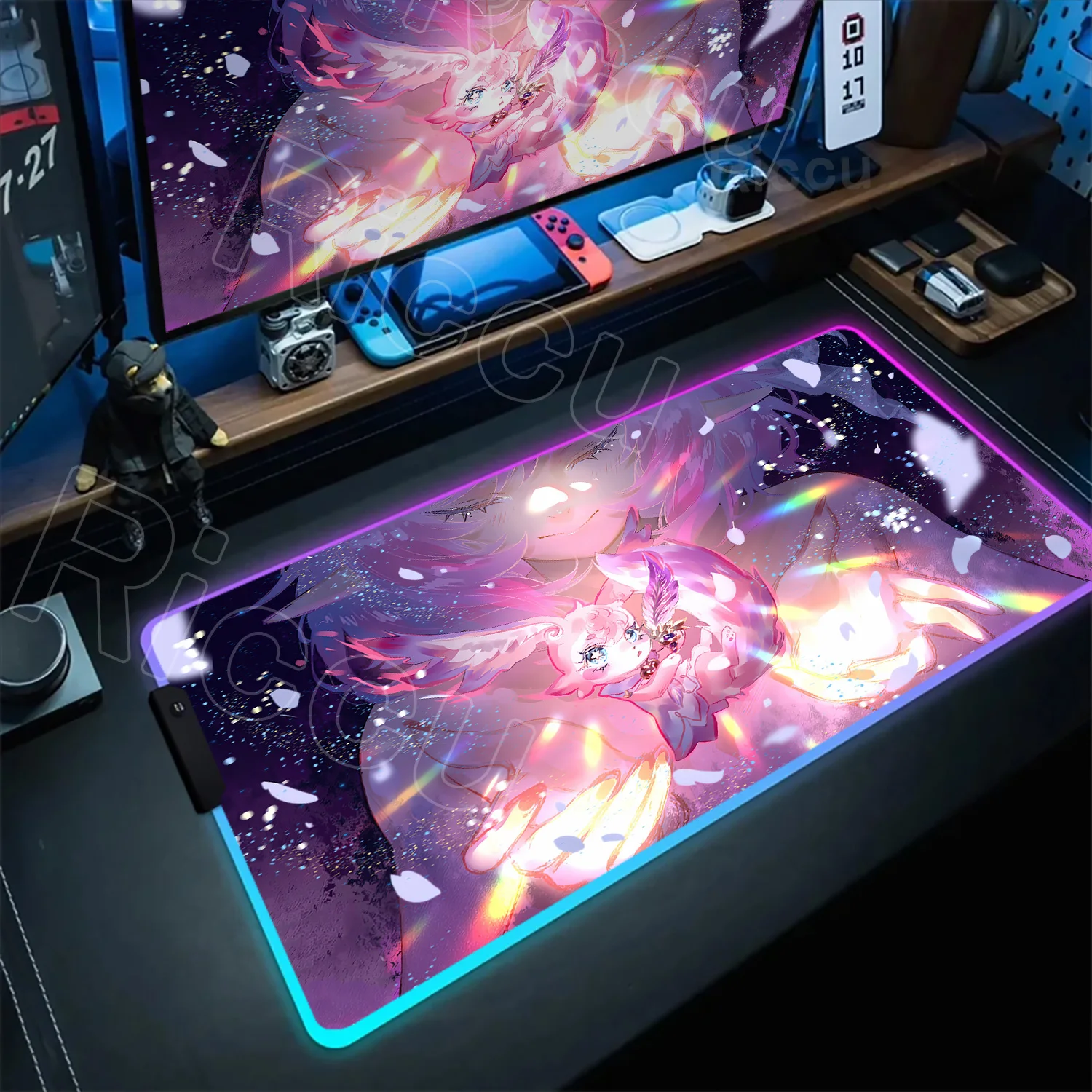 Honkai Star Rail Cyrene RGB Mouse Pad Non-slip Rubber Mouse Pad PC Keyboard Pads Laptop Gaming Mousepad XXL Large Anime Desk Mat