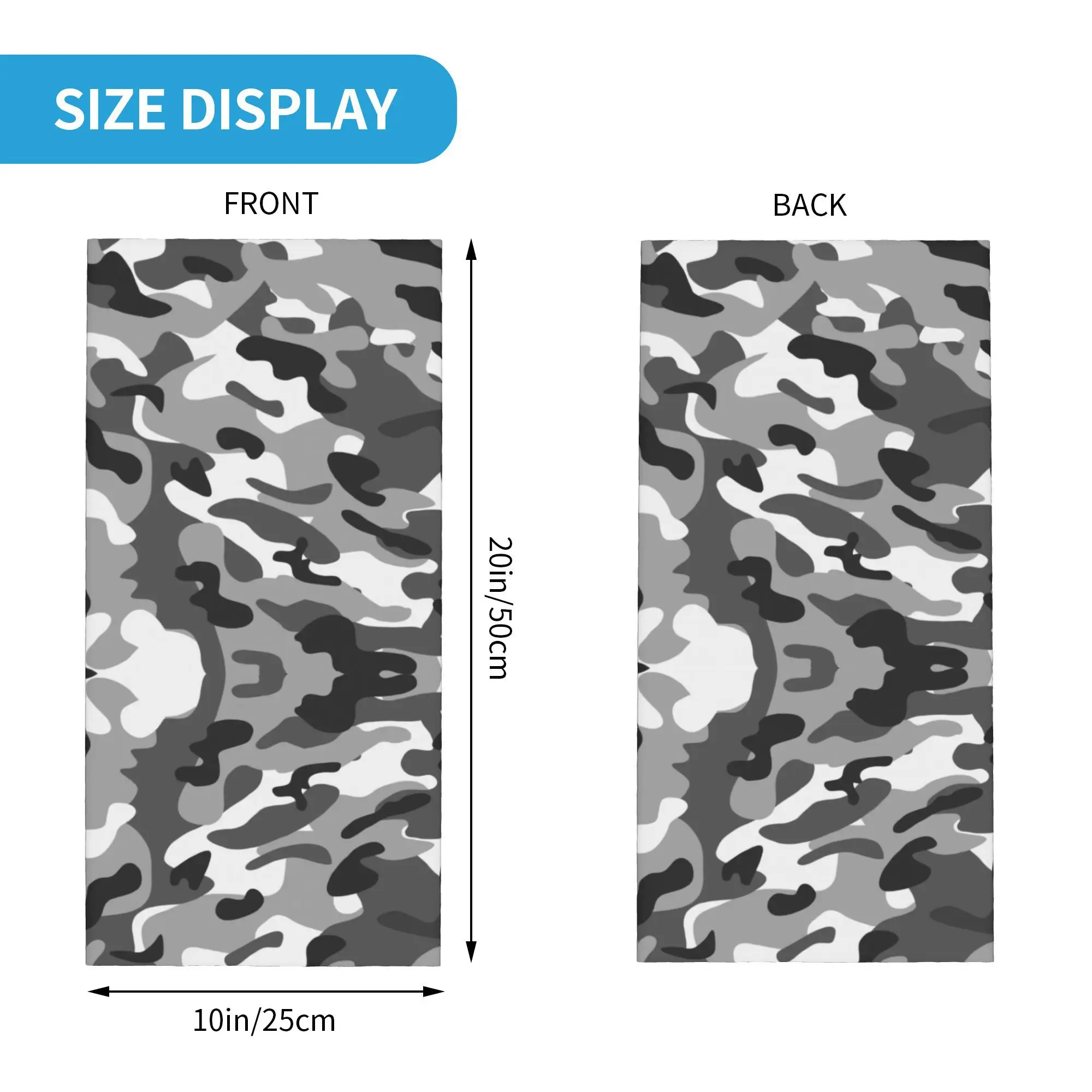 Bandana mimetica grigia personalizzata Scaldacollo invernale da uomo Sciarpa avvolgente antivento per sci Esercito militare Camo Ghetta Fascia per capelli