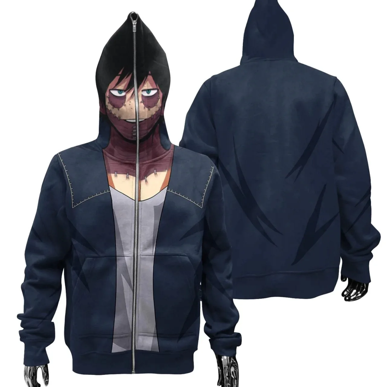 

Anime Academy Midoriya Izuku Plush Hoodie Aizawa Shouta Bakugo Katsuki Todoroki Shouto Zipper to Top 3D Printed Warm Sweatshirt