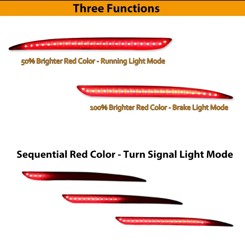 مصد خلفي ليد أحمر للسيارة عاكس ذيل الفرامل ، مصابيح إشارة انعطاف متتابعة ، مصابيح ضباب خلفية ، مصابيح كريسلر