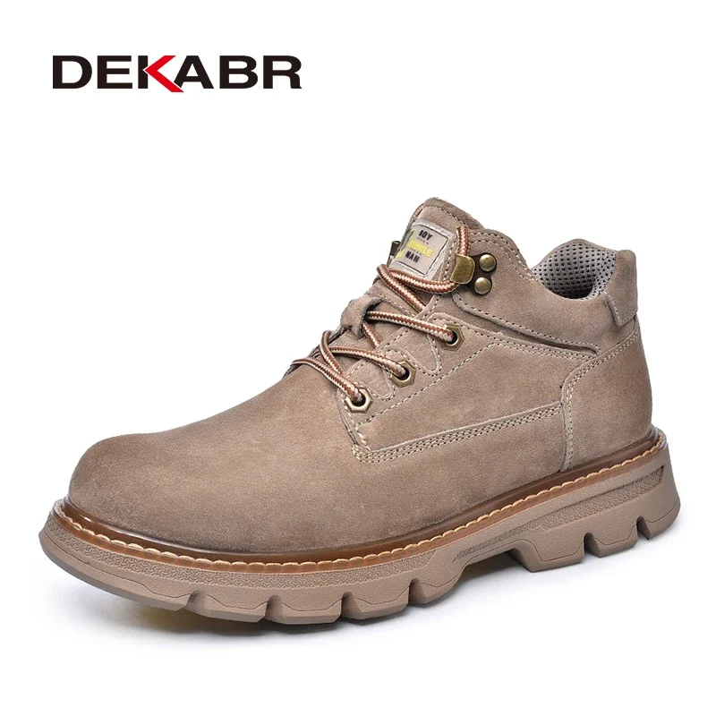 DEKABR Men\'s Boots Genuine Leather Soft Sole Comfortable Autumn Winter Ankle Boots Classical Outdoor Casual Shoes For Men