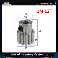 1Pc 1MOD 12T Spur Gear Bore 6mm 6.35mm 8mm Motor Gear Low 45# Steel Material Metal Gear For Motor