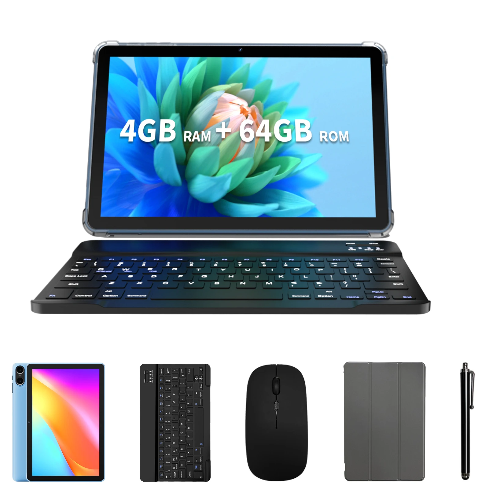 10,1 inch Android tablet met octa-core processor, 16GB (4+12GB virtueel) RAM, 64GB ROM, HD IPS touchscreen, Wi-Fi 6, BT 5.0, dubbele camera