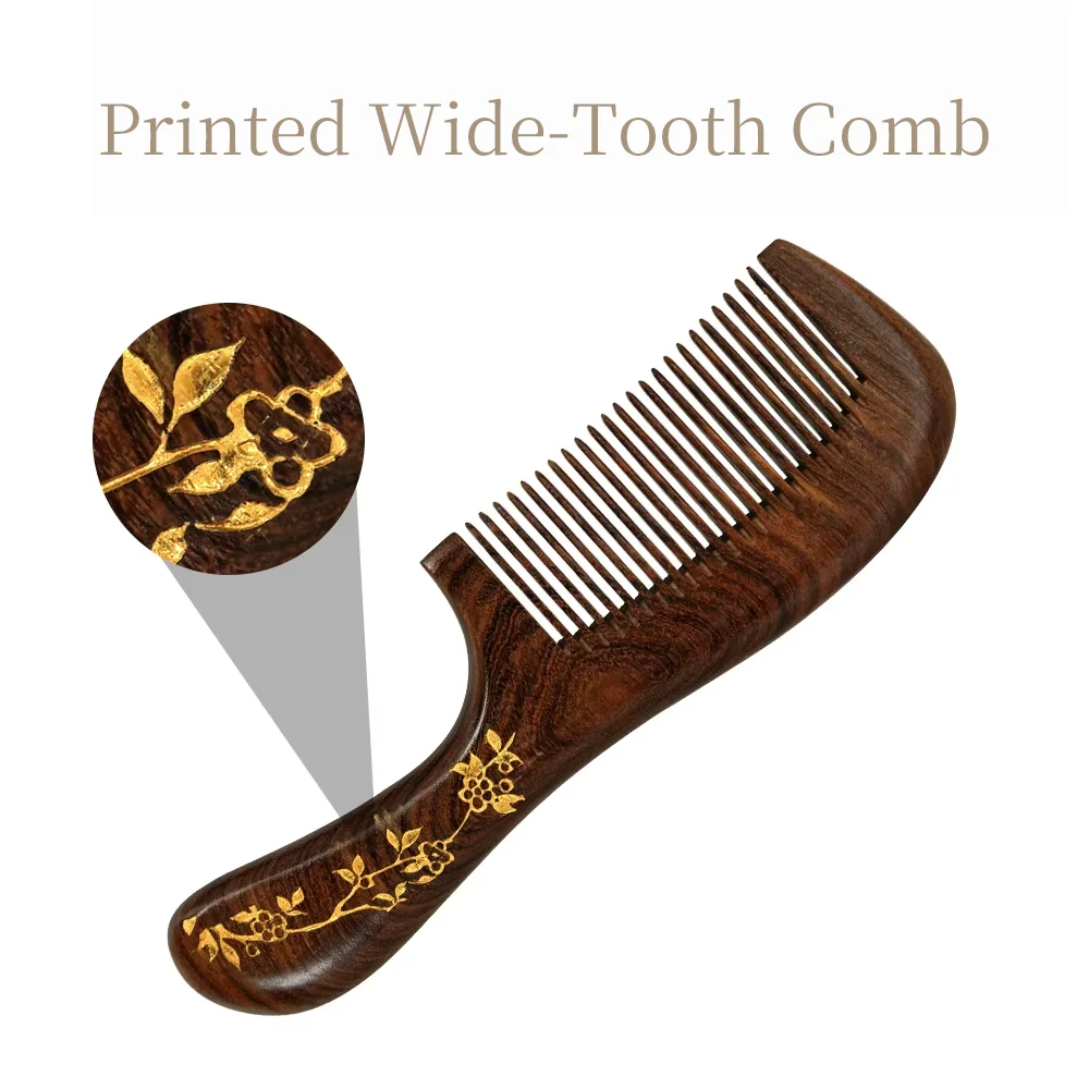 Wood Wide-Tooth Comb Anti-Static Hair Brush Detangling Scalp Massage Portable Dry And Wet Use Hair Styling Tools Holiday Gift