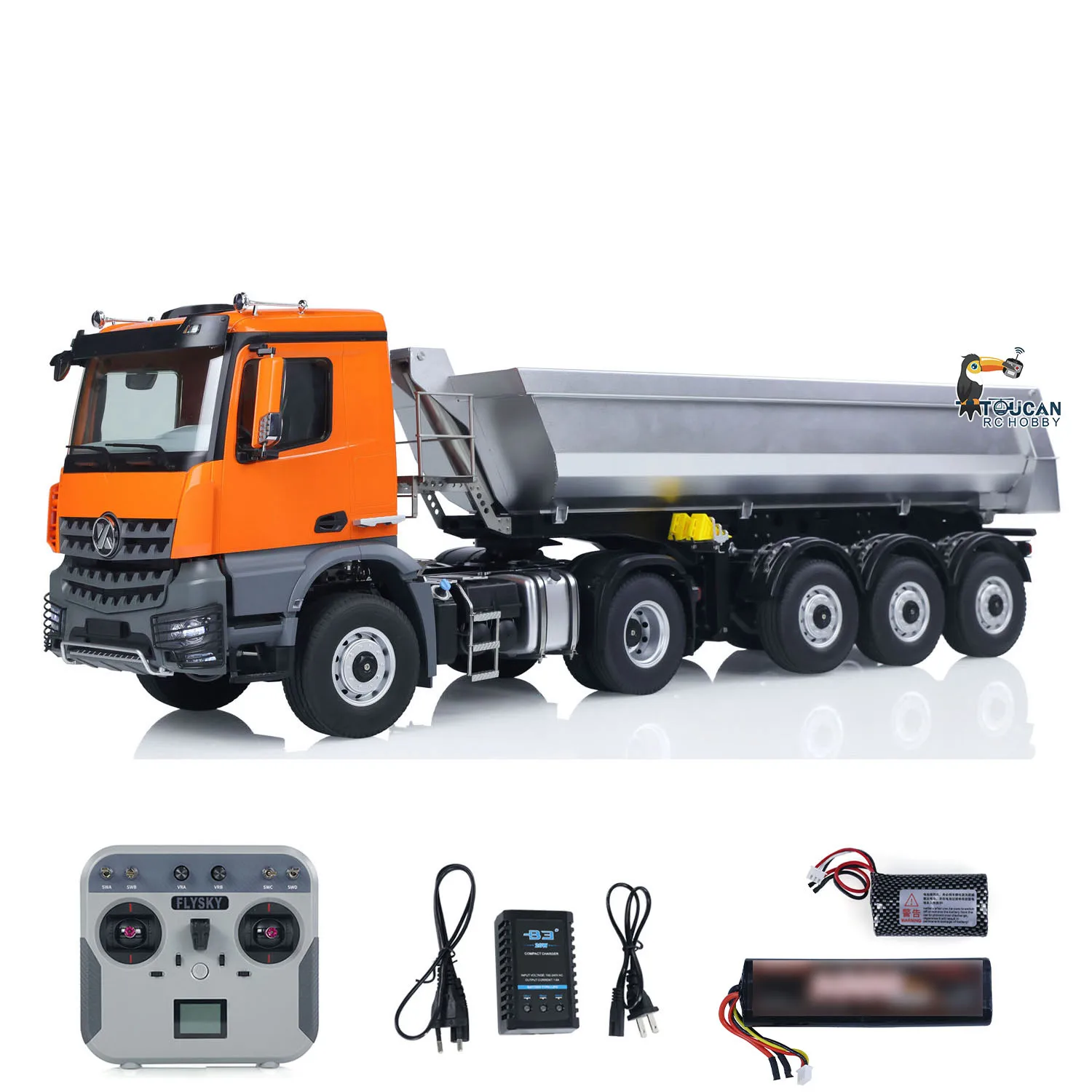 RTR 1/14 Kabolite 5801 RC Tractor 3 Axles RC Electric Dump Trailer Lead Screw 4X4 2-Speed Transmission Sound Light Toy