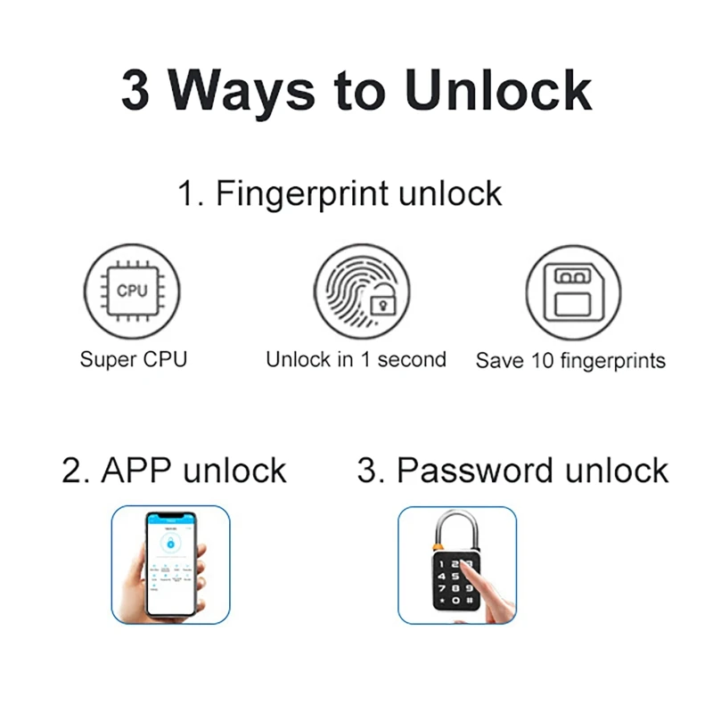 

Smart Padlocks 3 In 1 Tuya APP+Fingerprint+Password Padlock Anti-theft Locker USB Charging for Luggages Gym Door Cabinet Lock