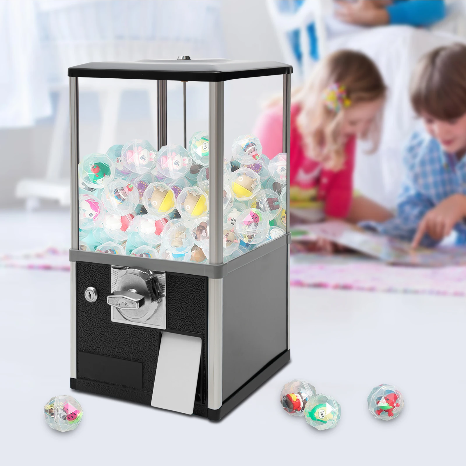 

25-cent Vending Machines, 10.63" Height Gumball Machine for Kids Hold 200*1.77in Diameter Capsule Toys for Toys, Twister Balls