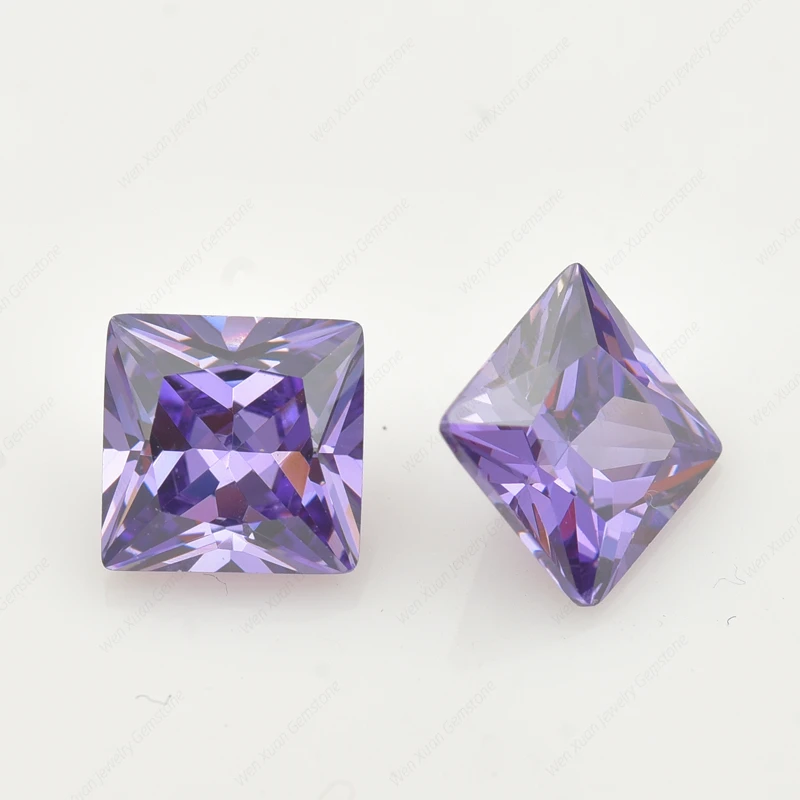 1.5x1.5~12x12mm square princess cut Amethyst  AAAAA Loose cubic Zirconia synthetic stone cz jewelry