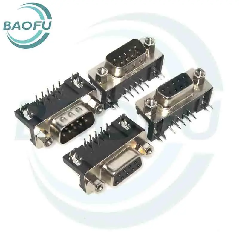 5pcs DR9 15/25/37DB Serial Port VGA Socket Male/Female Soldering Plug Plate Type 90 Degree Leg Bend/Pin