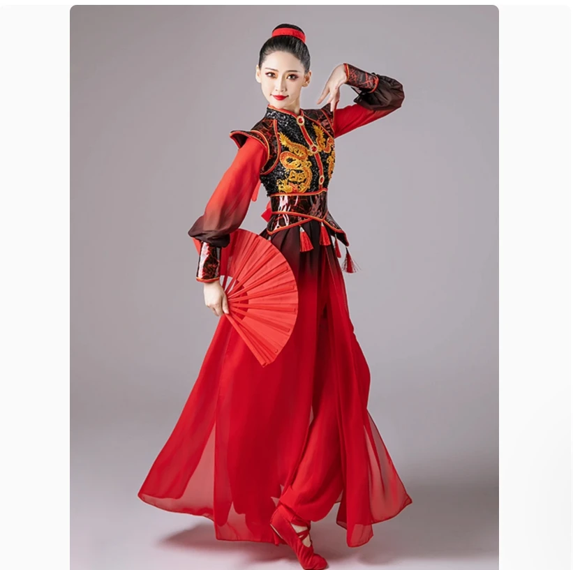 Hanfu جيوتشو تونغشيا شينغ شيانغ وانغ شينغ ملابس رقص Wuxia السيف الرقص النمط الصيني أداء زي مجموعة الإناث #4