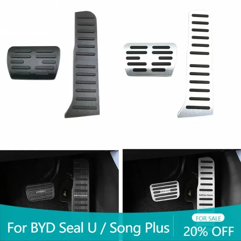 

Alumium Alloy Car Accelerator Brake Pedals Anti-Slip Car Fuel Foot Pedal Covers For BYD Seal U / Song Plus EV & DMI 2021-2025