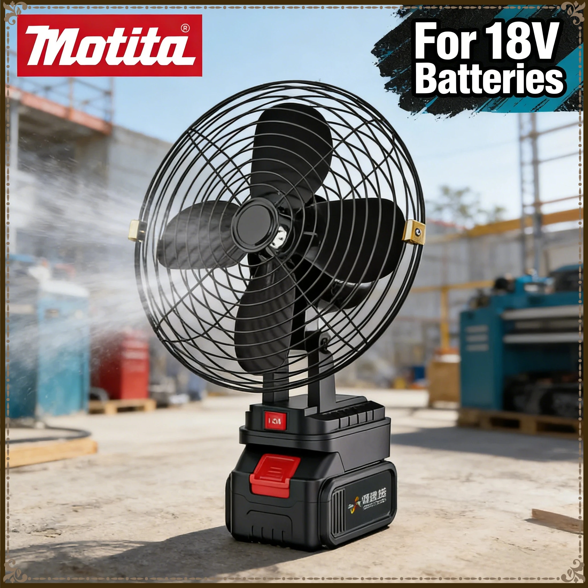 

Makita Camping Fan Wireless Outdoor Fishing Desktop Portable Metal Fan Strong Wind Fan For 18V Battery Tool