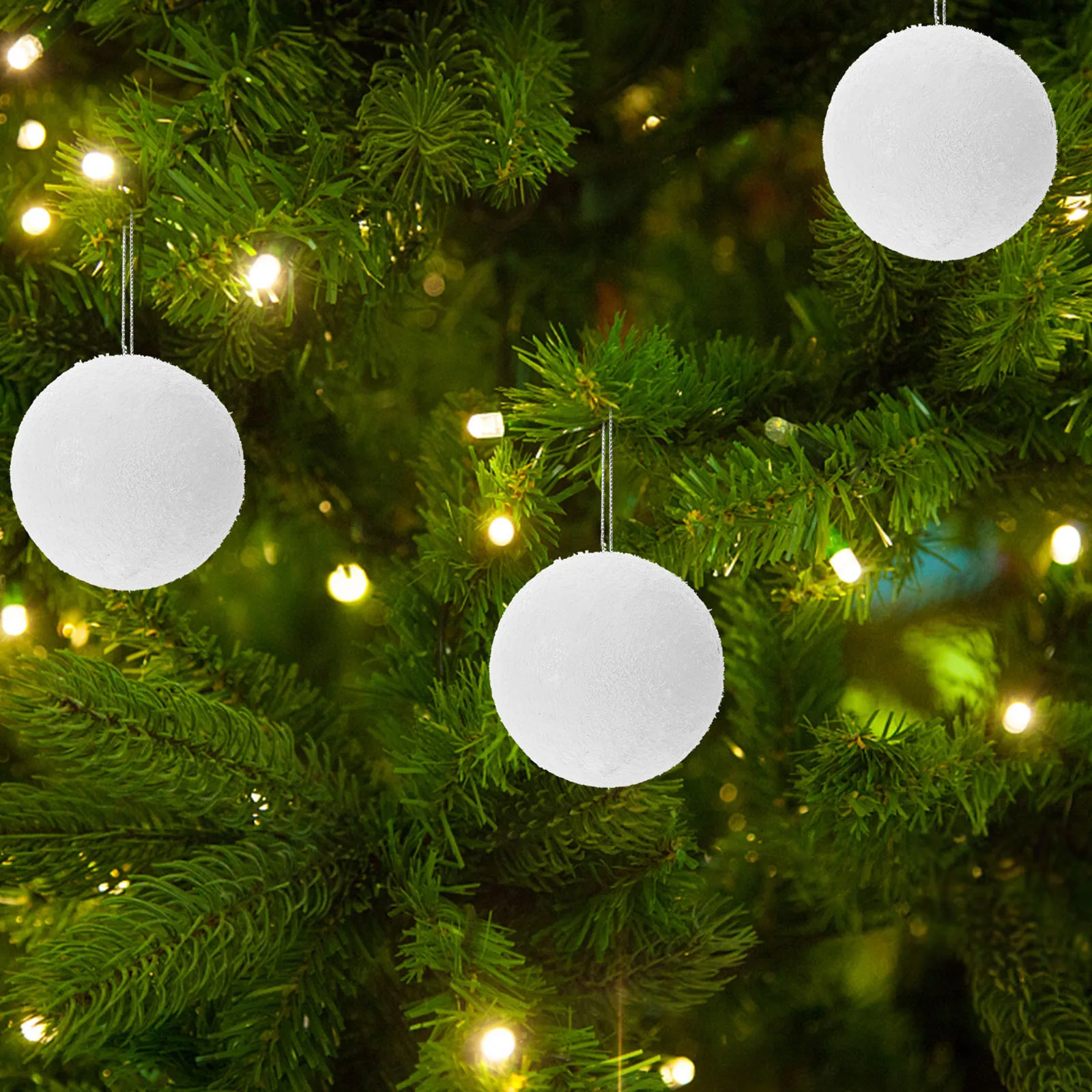 

18 Pcs Christmas Decorations Ornaments Ball Craft Foam Balls White Snowball Baubles