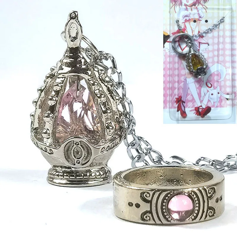 Anime Magic Girl Núcleo Espiritual Liga Pingente Cosplay Puella Magi Madoka Magica Soul Gem Crystal Necklace Acessório de Jóias