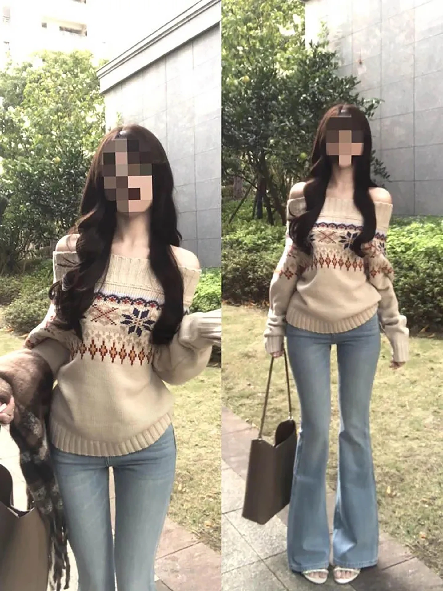 

Мягкий вязаный свитер с цветочной вышивкой, женский осенне-зимний новый свитер на одно плечо, сексуальный пикантный трикотаж, повседневный свободный крой