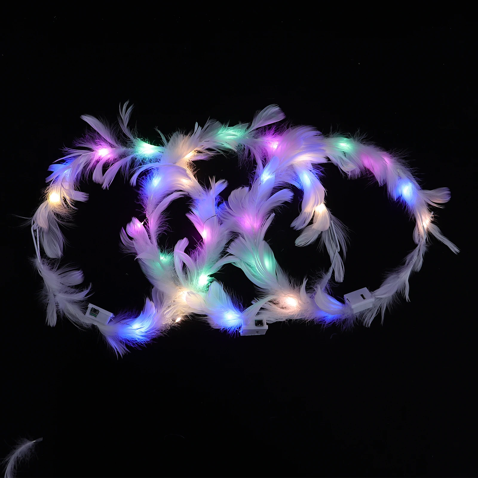

3pcs Luminous Headbands Glow In The Dark Colorful Crown Headpiece For Women Party Birthday Wedding Accessories