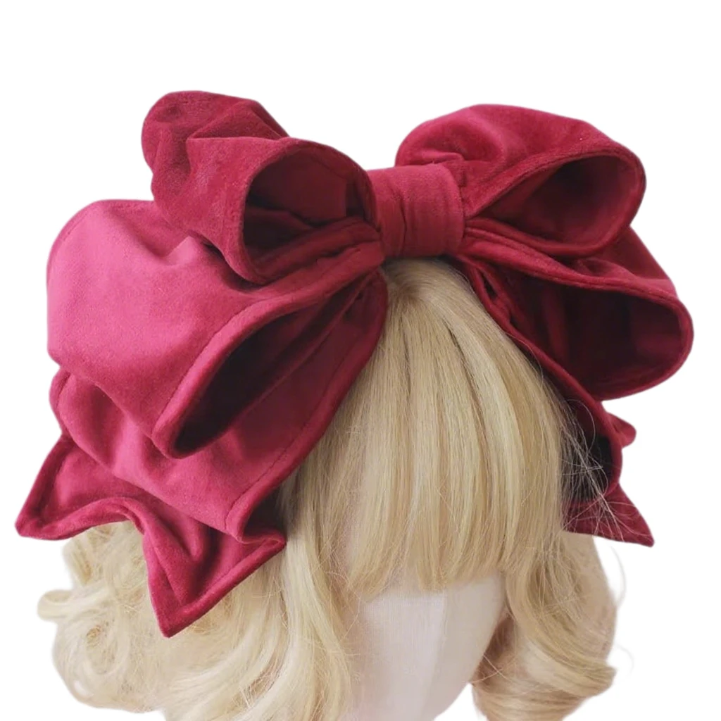 Grande fascia per capelli con fiocco rosso in velluto, enorme copricapo Kawaii Lolita, festa di Natale, festival, costume da principessa, accessori per capelli
