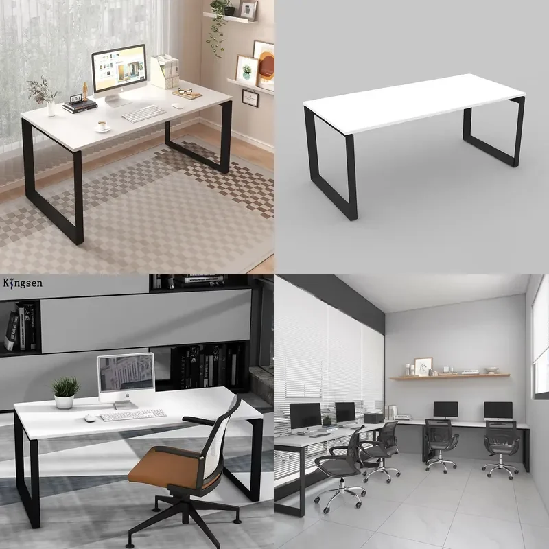 Ergonomic Modern Home Computer Desk Compact Study Workstation Easy Assembly Health Wooden Top Metal Base for Study
