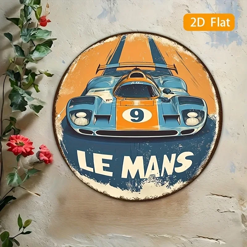 CIFBUY Vintage Le Mans Racing Iron Metal Wall Art, Retro 2D Flat Sign, Wall Decor for Bedroom Bar & Living Room