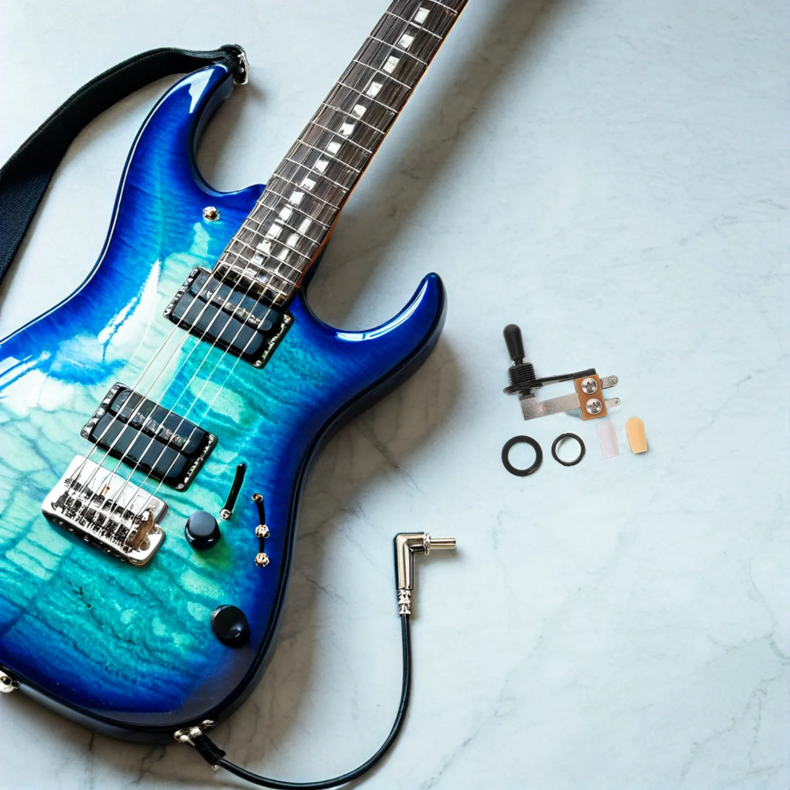 

1 Set 3-Way Electric Guitar Toggle Switch L-Shaped Lever Knob Cap Pickup Selector Replacement For Home Music Studio Durable