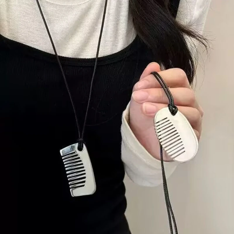 Personality Temperament Comb Pendant Long Necklace For Women 2026 Trend New Delicate Design Jewelry Gifts Fashion Accessories