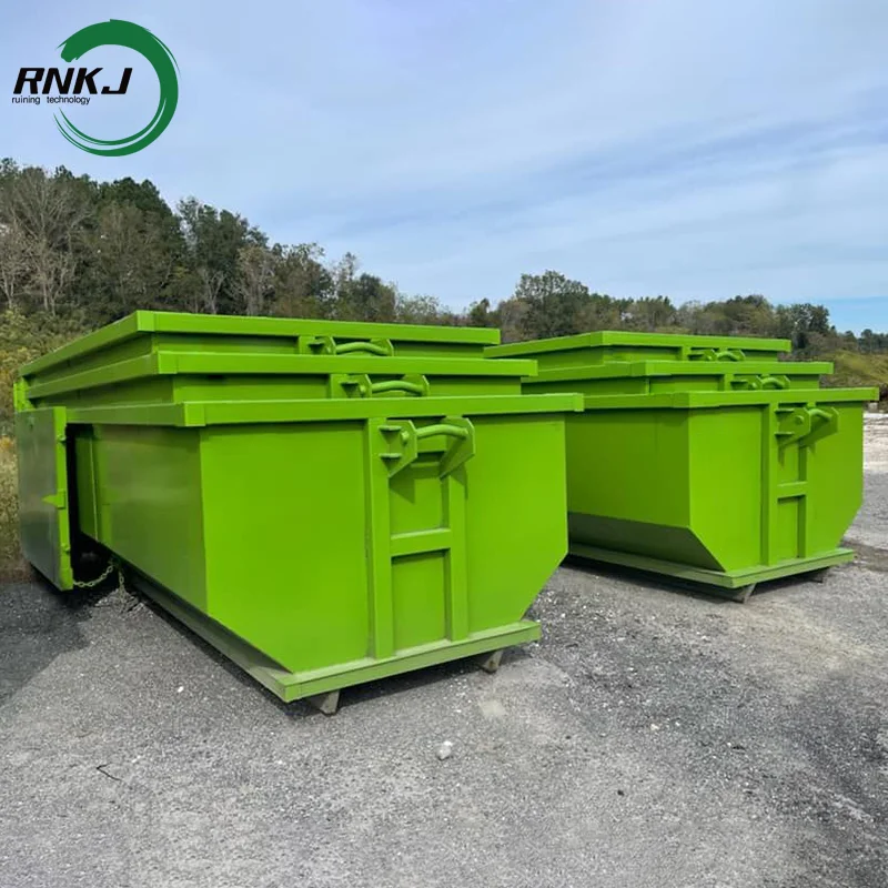 RNKJ Customization Hook Lift Bin 20m3 30m3 Hook Lift Roll Off Scrap Containers Waste Dumpster Trailer Skip Tipping Metal Bin