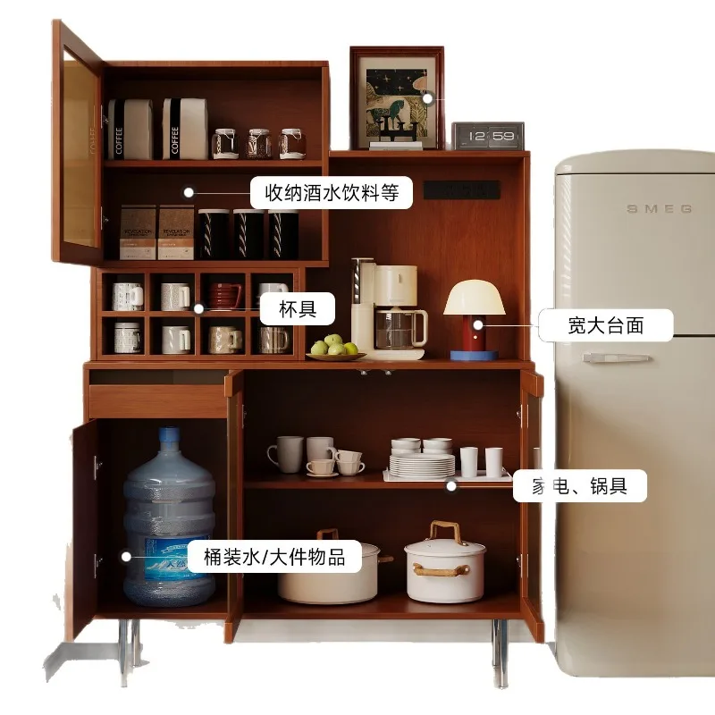 Medieval multi-functional side cabinet, solid wood storage cabinet