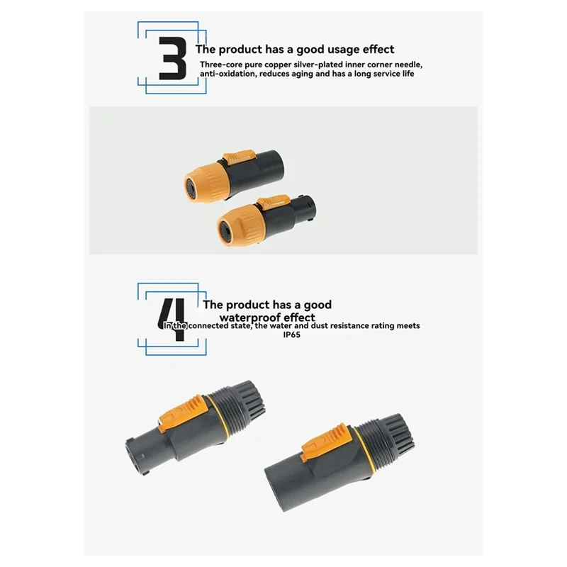 

【Распродажа!】10 шт., 3-контактный разъем True Locking, разъем NAC3FX-W NAC3MX-W PA66, материал IP65, водонепроницаемый, желтый