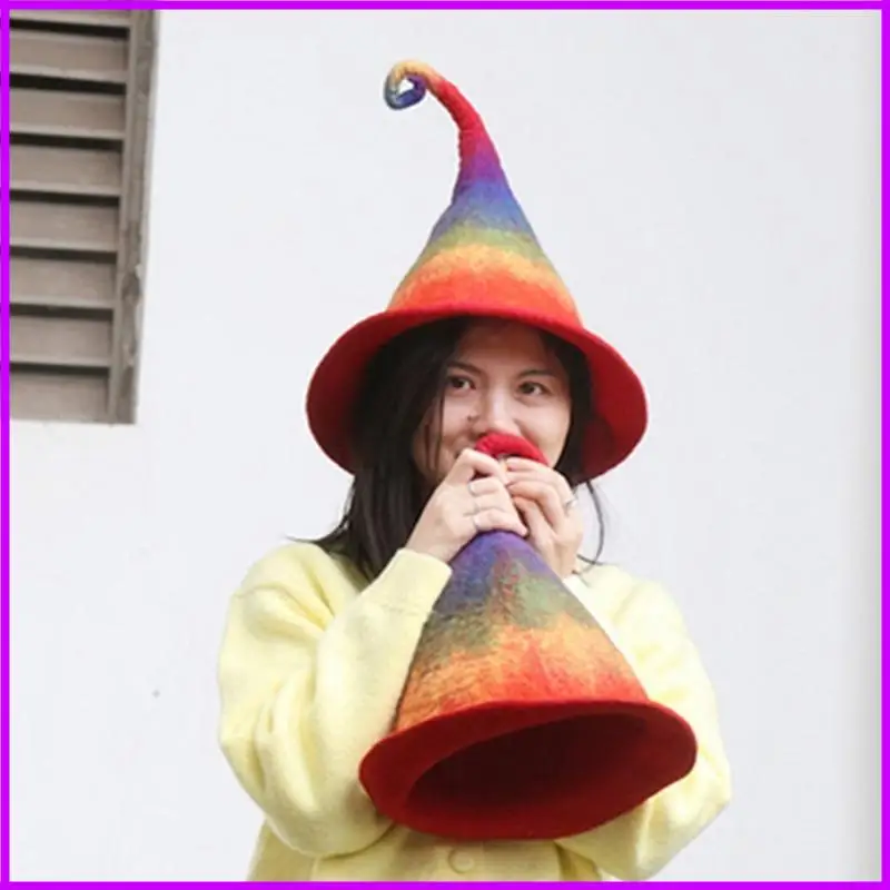 

Creative Rainbow Gradient Wizard Hat Popular Witch Pointed Hat Costume Hallo