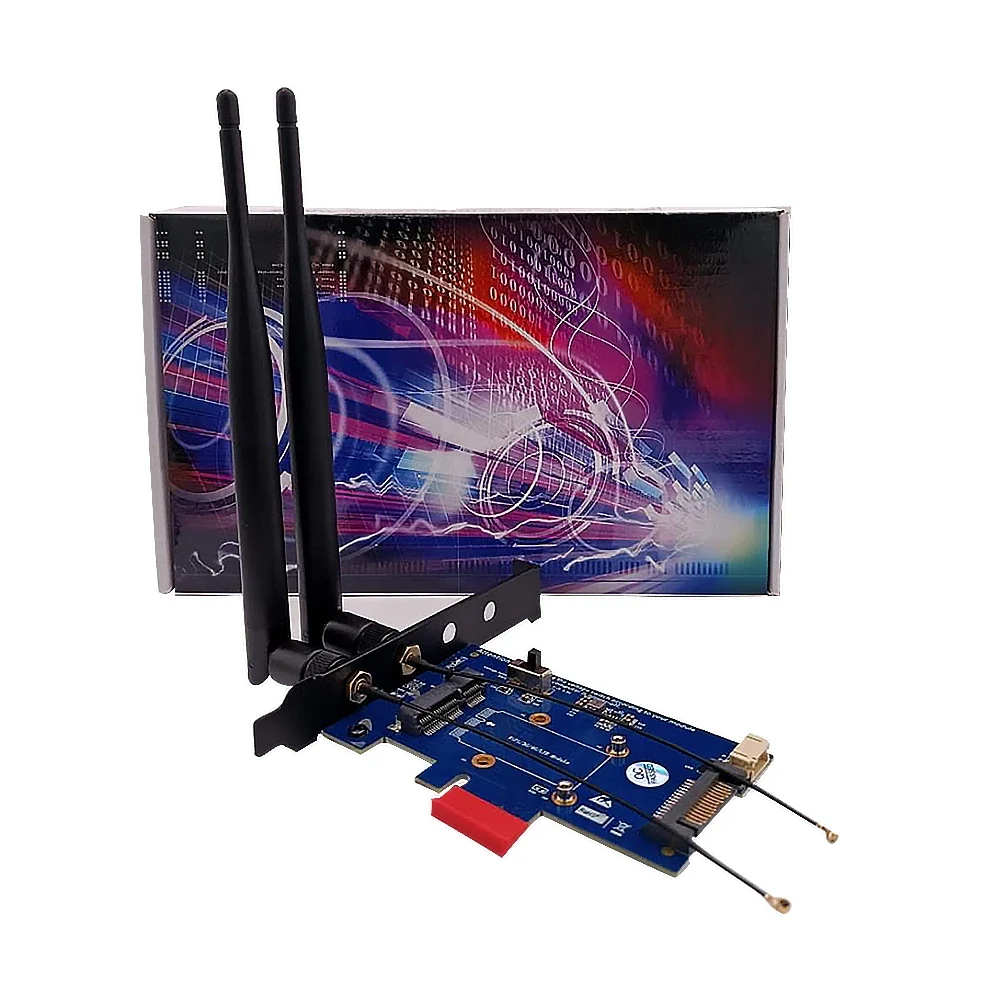 PCI Express 1X To Mini PCI-E Wireless Adapter Converter Card SIM Slot 2 Antenna For 4G 3G LTE WWAN GSM Modem / Wifi BT Module
