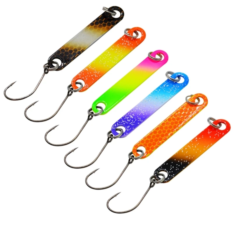 6 pçs/set iscas pesca colheres pesca práticas 4cm colher colorida-isca pesca metal para truta-pique-poleiro dropship