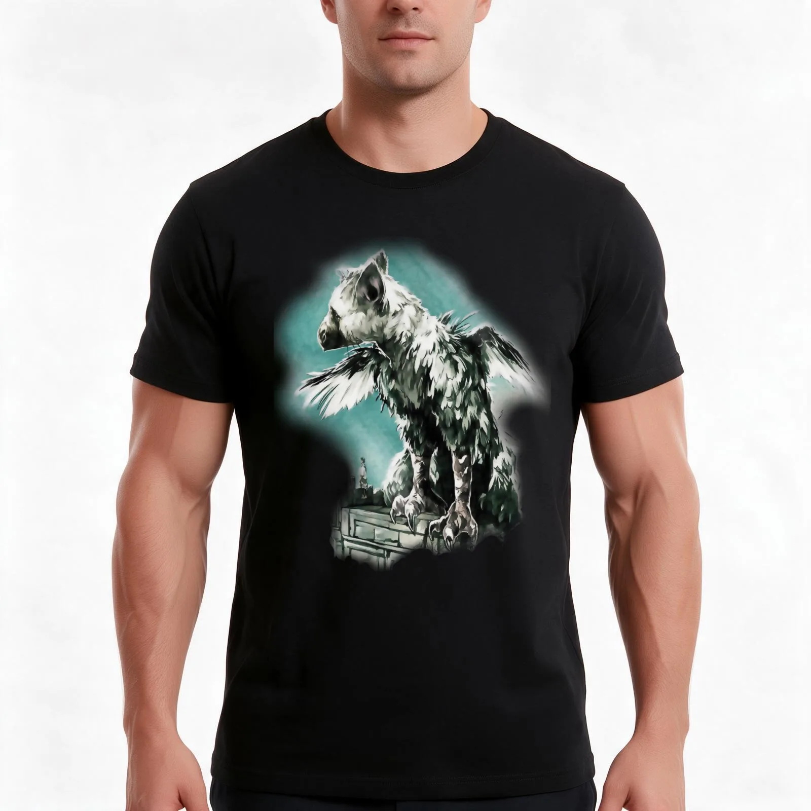 The Last Guardian - Vinyl Art T-Shirt, Summer Casual Cotton Tee, Oversized Streetwear Tops, Vintage Graphic Print, 100% Cotton