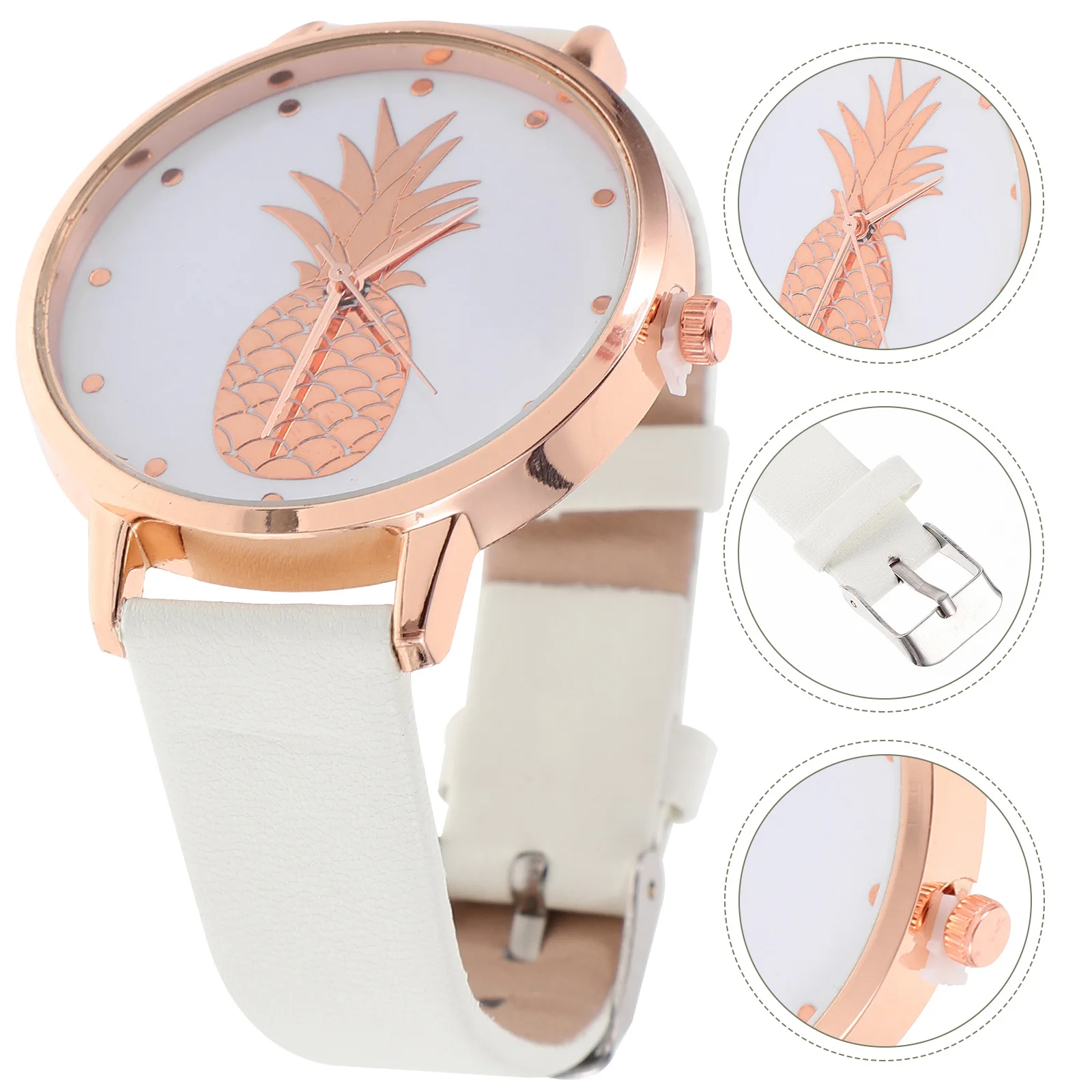 

Women Pineapple Pattern Quartz Watch PU Strap Elegant Casual Wrist Watch for Women Fashion Accessories