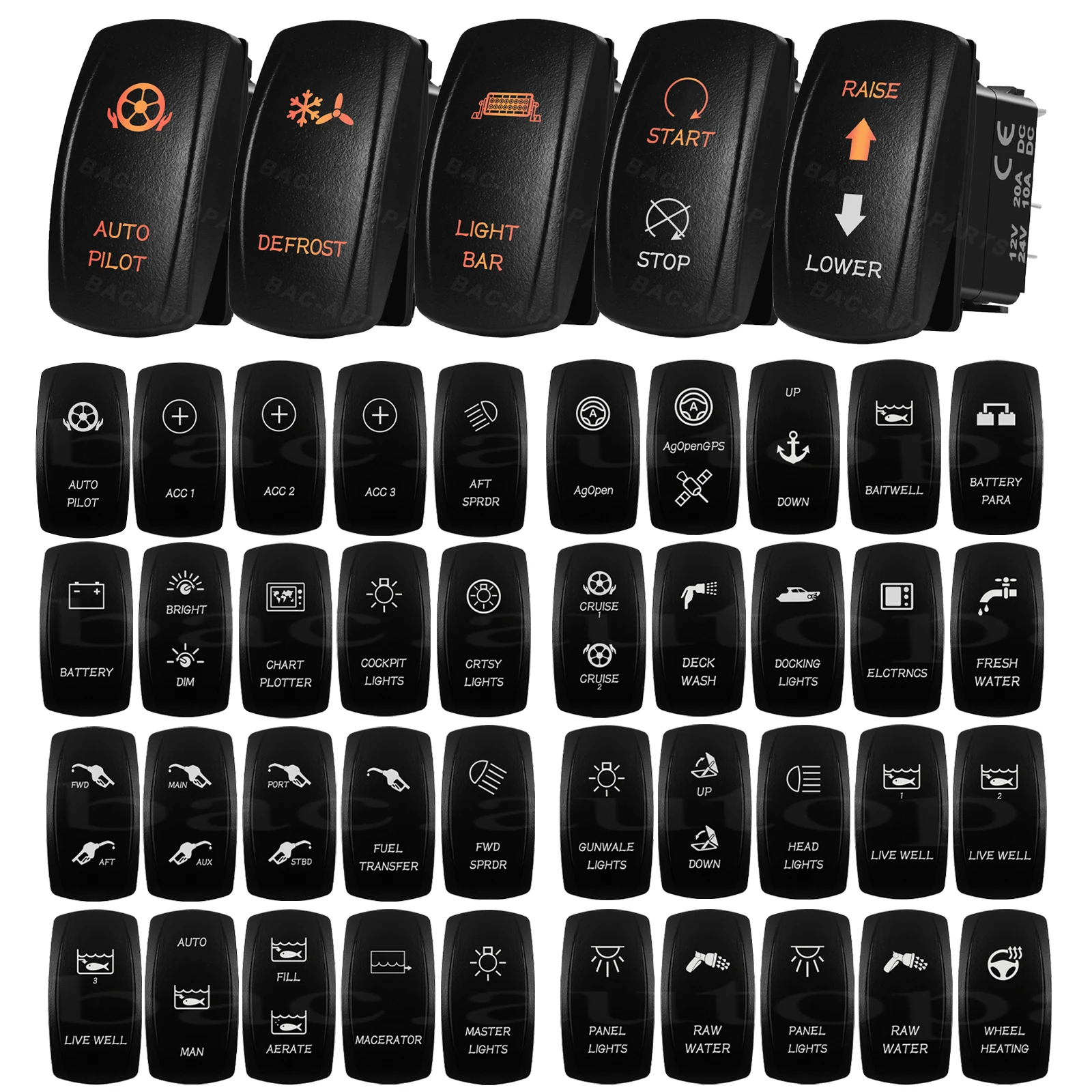 12 فولت/24 فولت مقاوم للماء الخلفية البحرية الروك التبديل لليخوت قارب صيد المراكب الشراعية كروزر الملاحة مرساة الإضاءة نظام الوقود