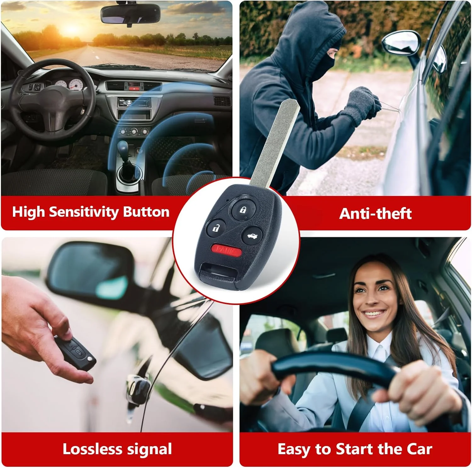 Benma- for key control for Honda Accord 2003 2004 2005 2006 2007 4 buttons 313.8Mhz ID46 chip keyless entry remote car key FCC I