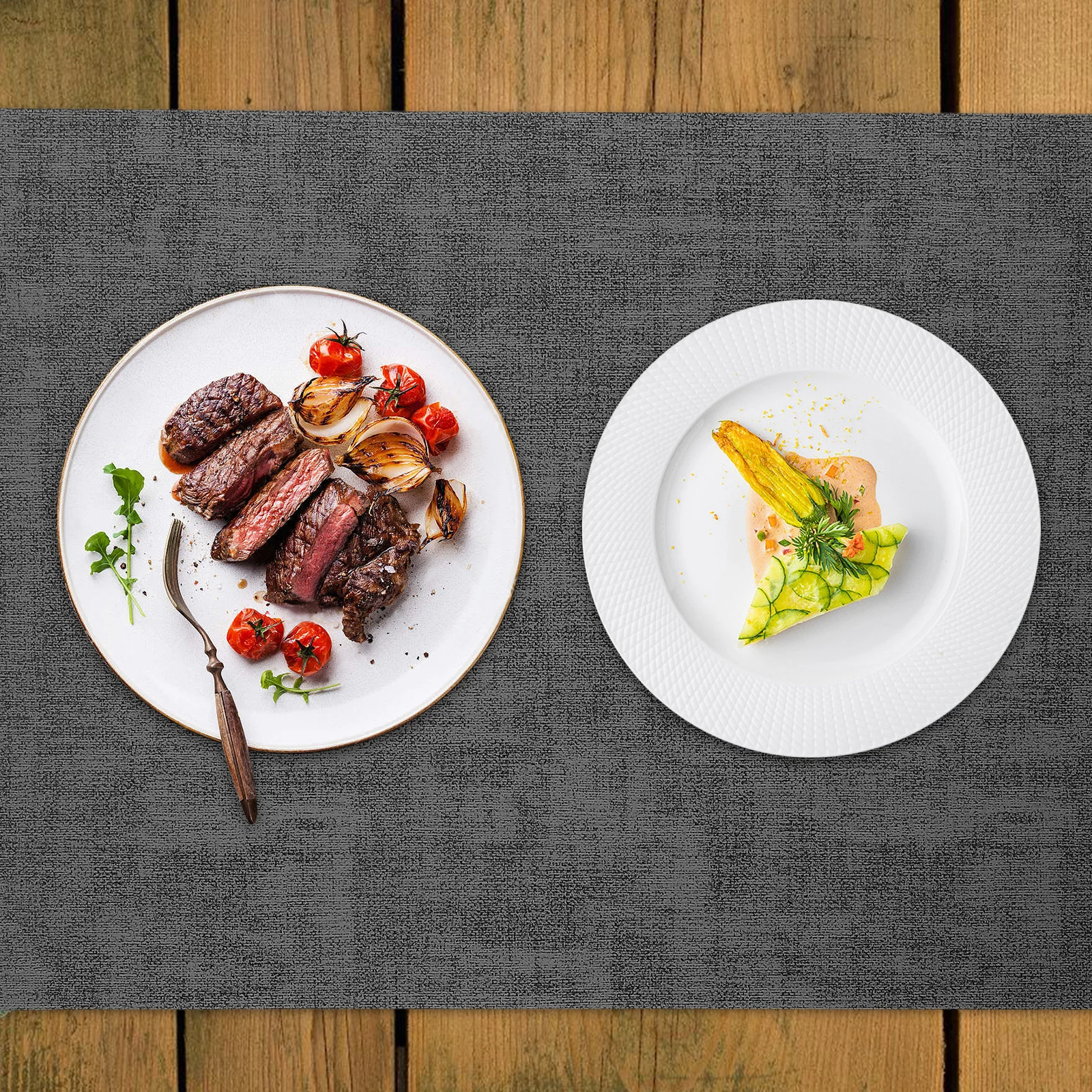 

2 Pcs Imitation Waterproof Placemat Dining Table Hot Food Washable Placemats Resistance Insulation Heat-resistant