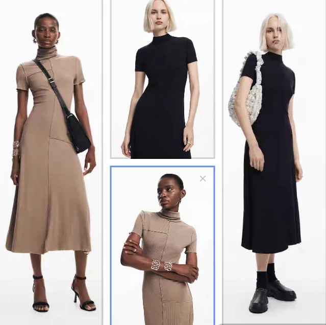 

Международная торговля Оригинальное однолетнее испанское летнее асимметричное платье-стрейч средней длины с высоким воротником