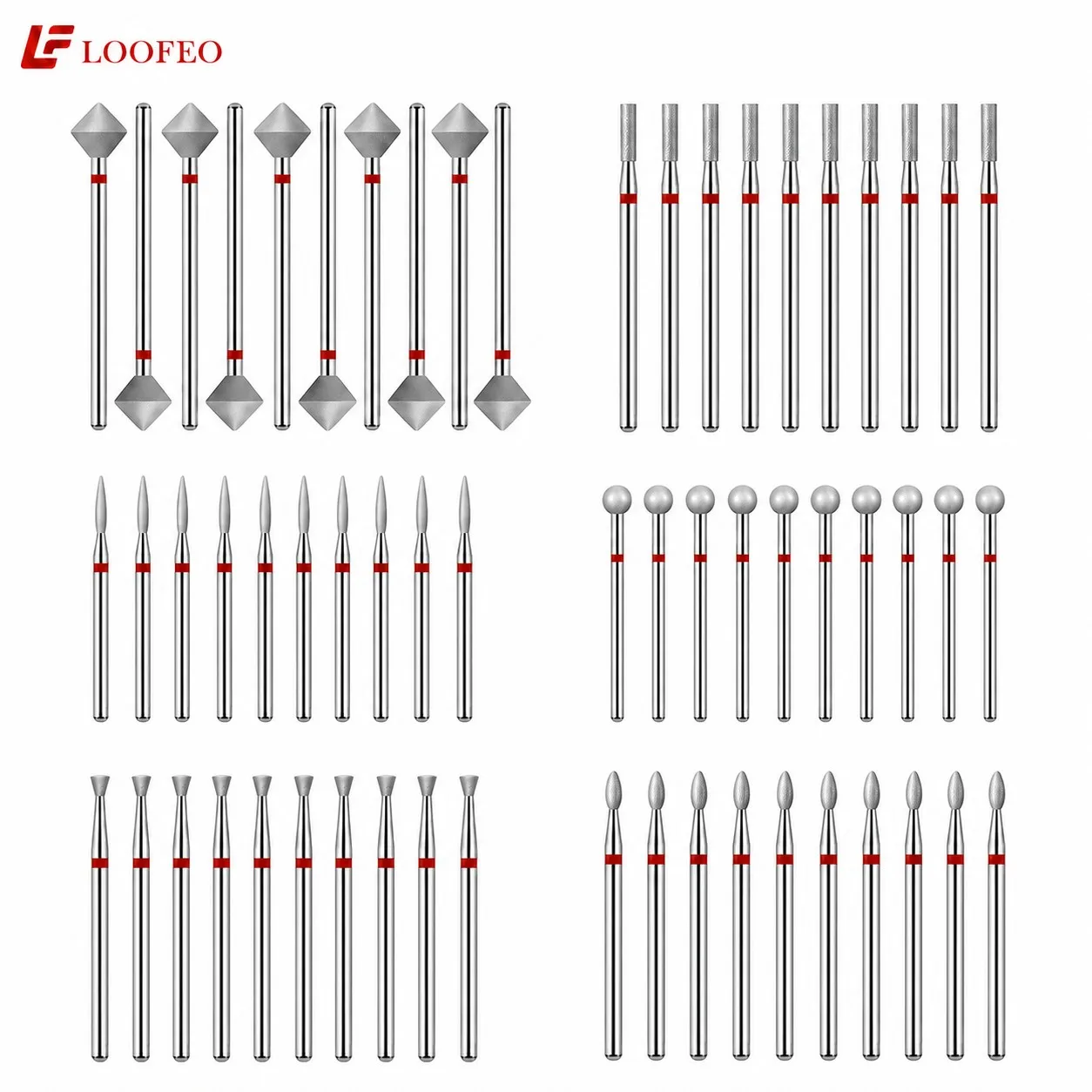 10Pcs Diamond Nail Drill Bit Set for Nail Prep Dead Skin Remover Cuticle Cleaning 2.35mm Shank Fine-Grit E-File Nail Bit Sets