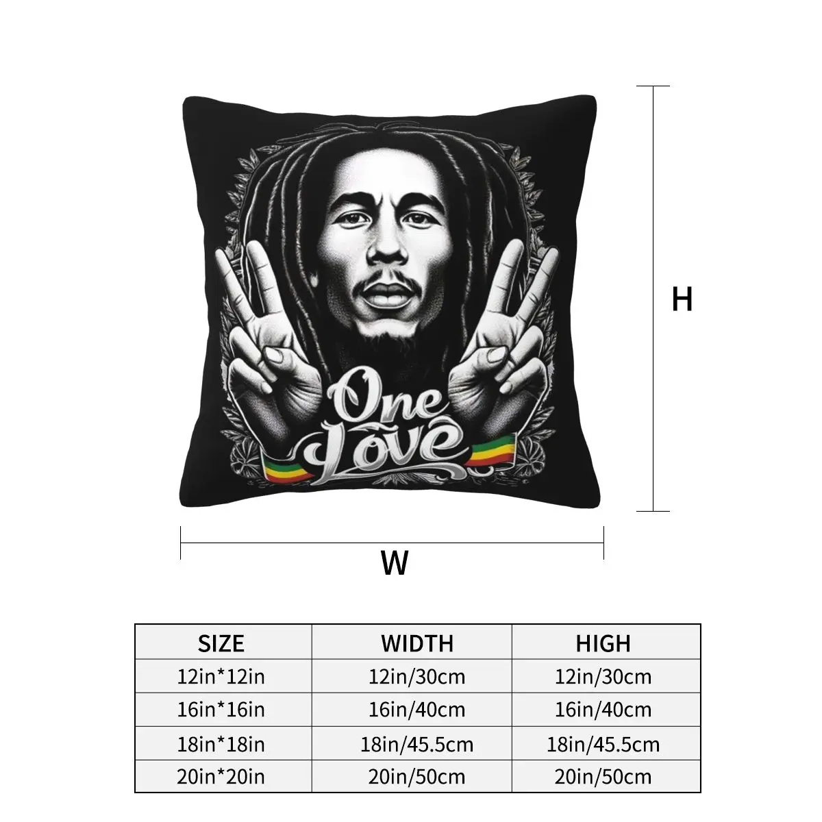 Bob Marley Reggae Square Pillowcase Pillow Cover Cushion Decor Comfort Throw Pillow for Home Sofa