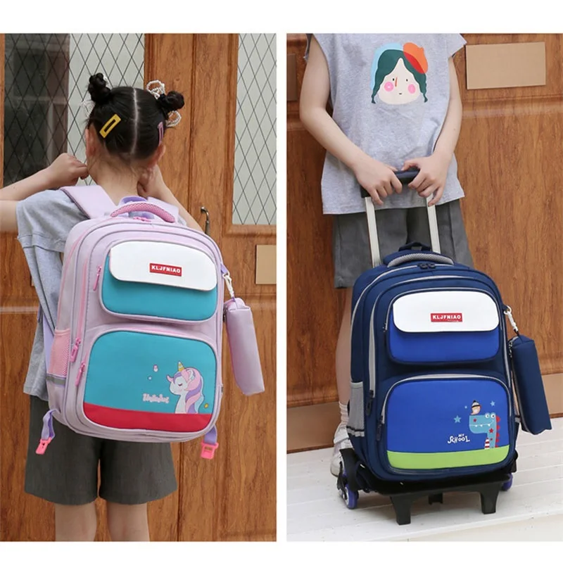 Rolling Mochilas Para Estudiantes Trolley Cartable Scolaire Fille Kids\' Luggage School Backpack for Girls Bagages Pour Enfants