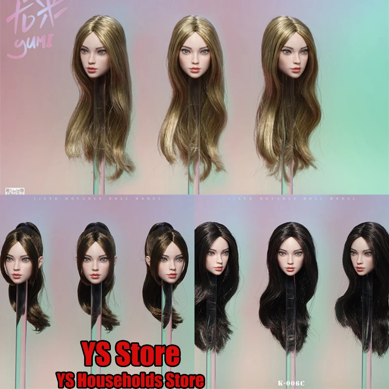 

JKTOYS 1/6 K-006 Beauty Girl Yumi Delicate Head Sculpt Model Movale Eye Toys Accessory For 12" Female Soldier Body Decoration