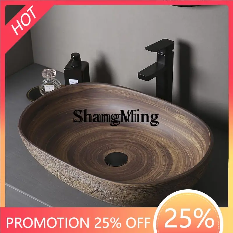 

SM retro countertop basin outdoor wash basin courtyard bathroom ceramic washbasin balcony home